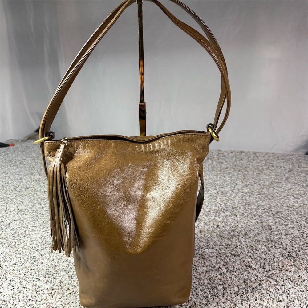 HOBO Shoulder Bag Purse Womens Medium Brown Tassel Zip Top Floral Lined